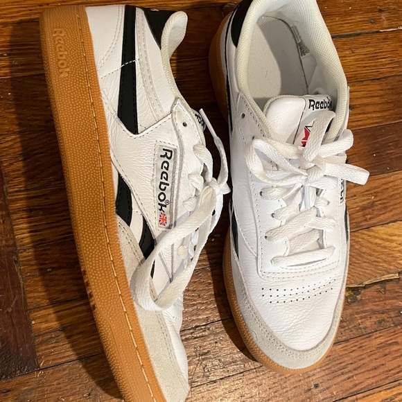 Reebok Shoes - Reebok White and Black Sneakers with Gum Sole